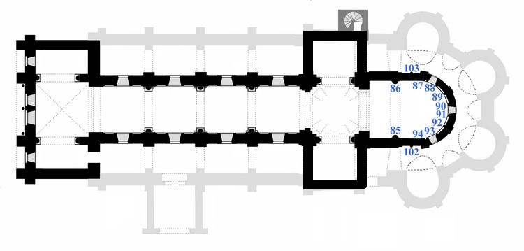 Plan des chapiteaux de la nef