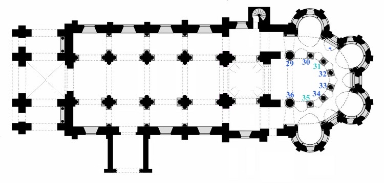 Plan des chapiteaux de la nef