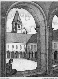 gravure de Cluny par Michel Bouillot 