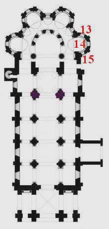 plan des vitraux de la chapelle sud