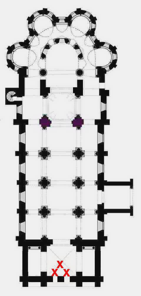 plan des vitraux de la chapelle sud